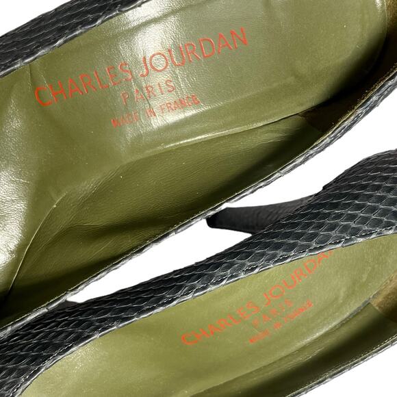 Charles Jourdan Size 8 Pumps Vintage Narrow Snakeskin Heels Marly Magnolia Gray - Picture 11 of 13